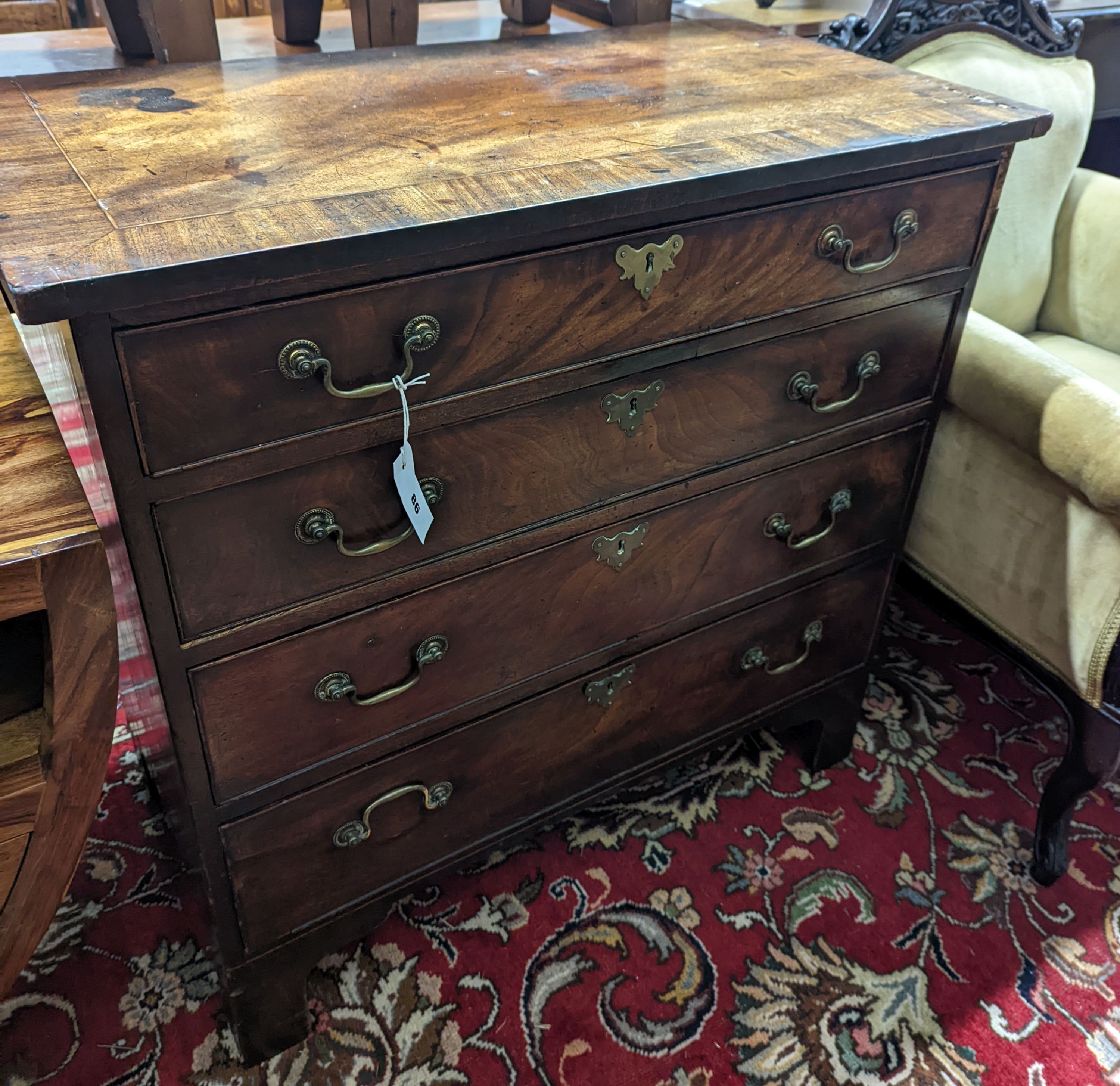 A small George IV mahogany chest, width 85cm, depth 46cm, height 83cm